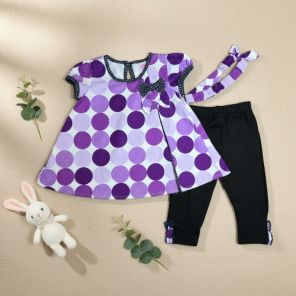 New Laura Ashley Baby Girl Outfit set Top Leggings matching headband 6 months - Picture 1 of 3